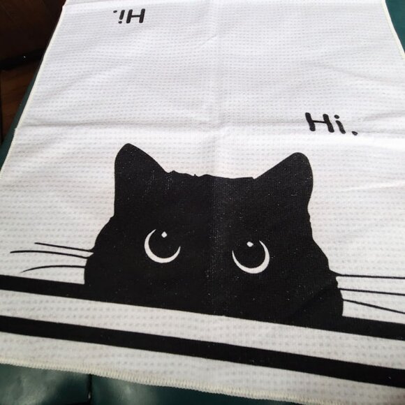 Black Cat Hand Towel Halloween Decor Bathroom Decoration Kitchen Dish Cloth Gift - Picture 3 of 11